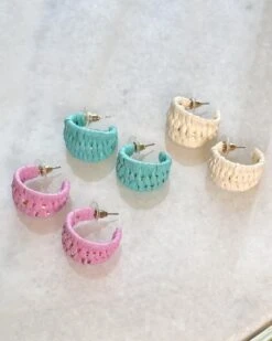Raffia Braided Open Hoop Earring