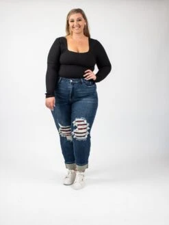 Judy Blue Mid-Rise Destroyed Plaid Knee Cuffed Boyfriend Jeans | 0-24 -Women Clothing Shop hhYmCj9LZjSJ3jZHOlZ4HIQhJ2tzdRbX3P0Msz25