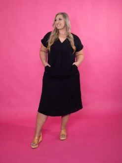 STACCATO Airflow V-Neck Short Sleeve Midi Dress | S - XL -Women Clothing Shop j6S4v1NYJ14jwzK4NVWo6sjF7nWW6PnTAFTW4tna