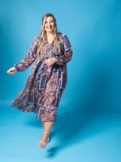 Mixed Print V-Neck Long Sleeve Maxi Dress | S - L -Women Clothing Shop kCc5C2OIRDMSyrDYTL1cdRDrsY9fB2yG26z3DF60