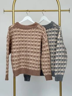 Be Cool Chunky Knit Pattern Round Neck Long Sleeve Sweater | S/M - M/L
