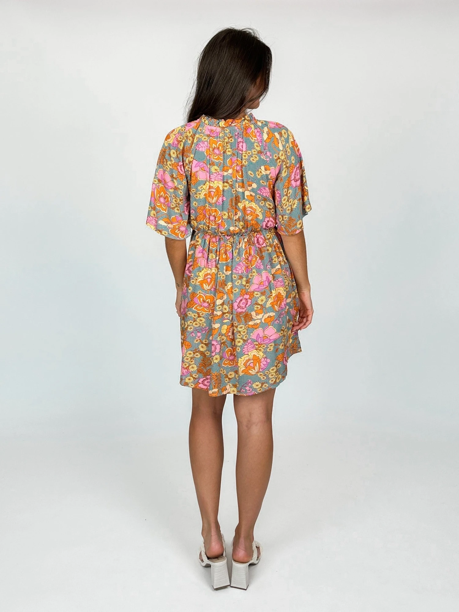 Boho Short Wide Sleeve Smocked Waist Flare Dress | S - XL 4 Boho Short Wide Sleeve Smocked Waist Flare Dress | S - XL - Image 4