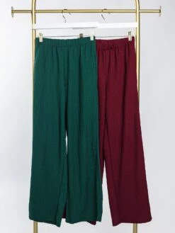 Textured Palazzo Pants W/ Elastic Waistband | S - 3X SET W/ Sku48026