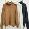 Drop Shoulders Long Sleeve Turtleneck Knit Sweater | S - L