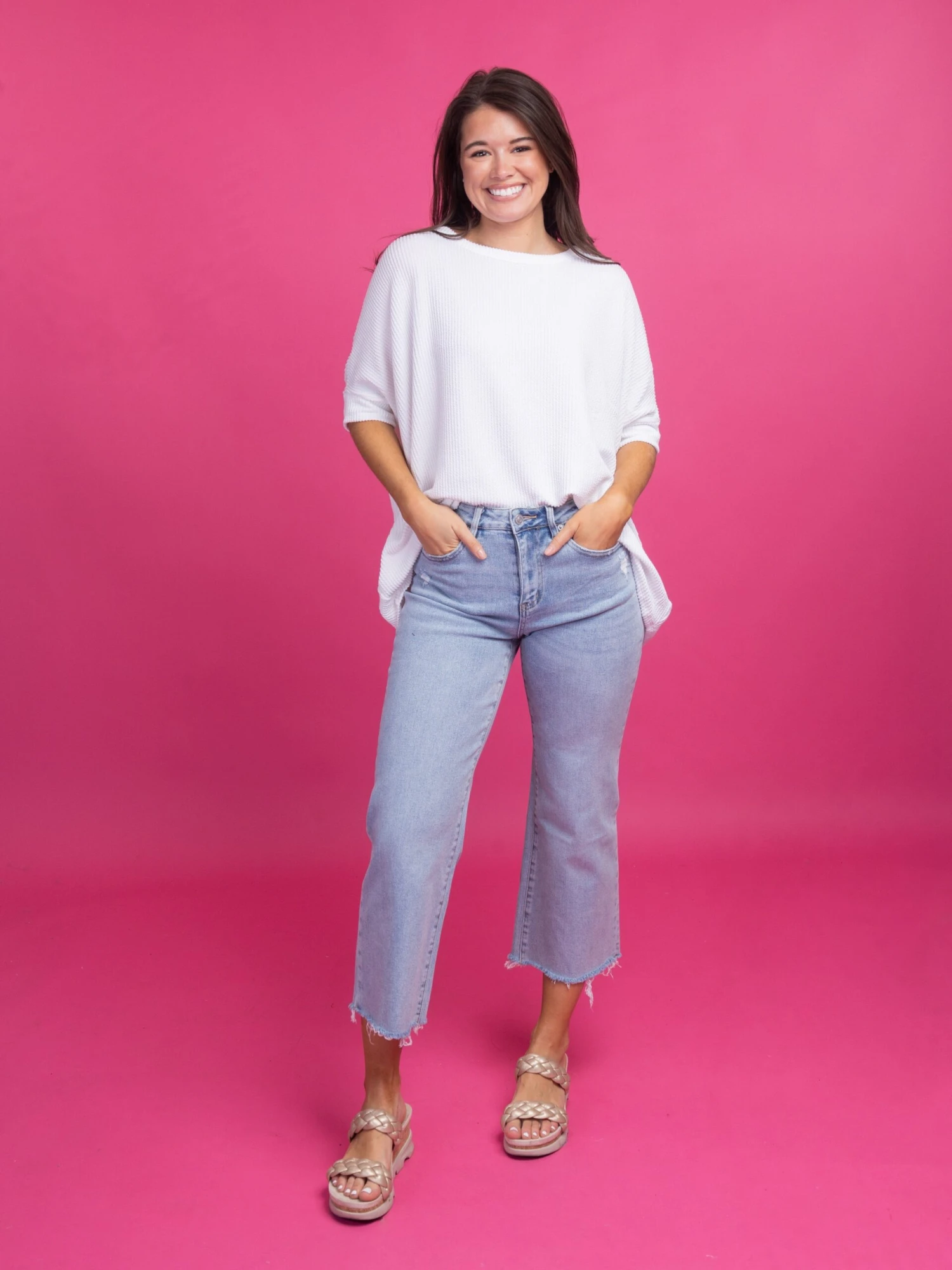 Mica Denim High Rise Cropped Raw Hem Jeans | 0-15 1 Mica Denim High Rise Cropped Raw Hem Jeans | 0-15