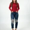 Judy Blue Mid-Rise Destroyed Plaid Knee Cuffed Boyfriend Jeans | 0-24