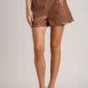 High Waist Faux Leather Scalloped Hem Shorts | S-L Janel Set Live Set W/ Sku49896