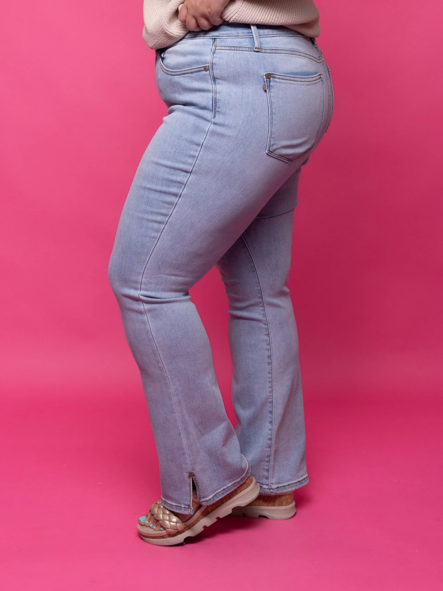 Judy Blue Mid Rise Side Slit Hem Bootcut Jeans | 0-24 4 Judy Blue Mid Rise Side Slit Hem Bootcut Jeans | 0-24 - Image 4