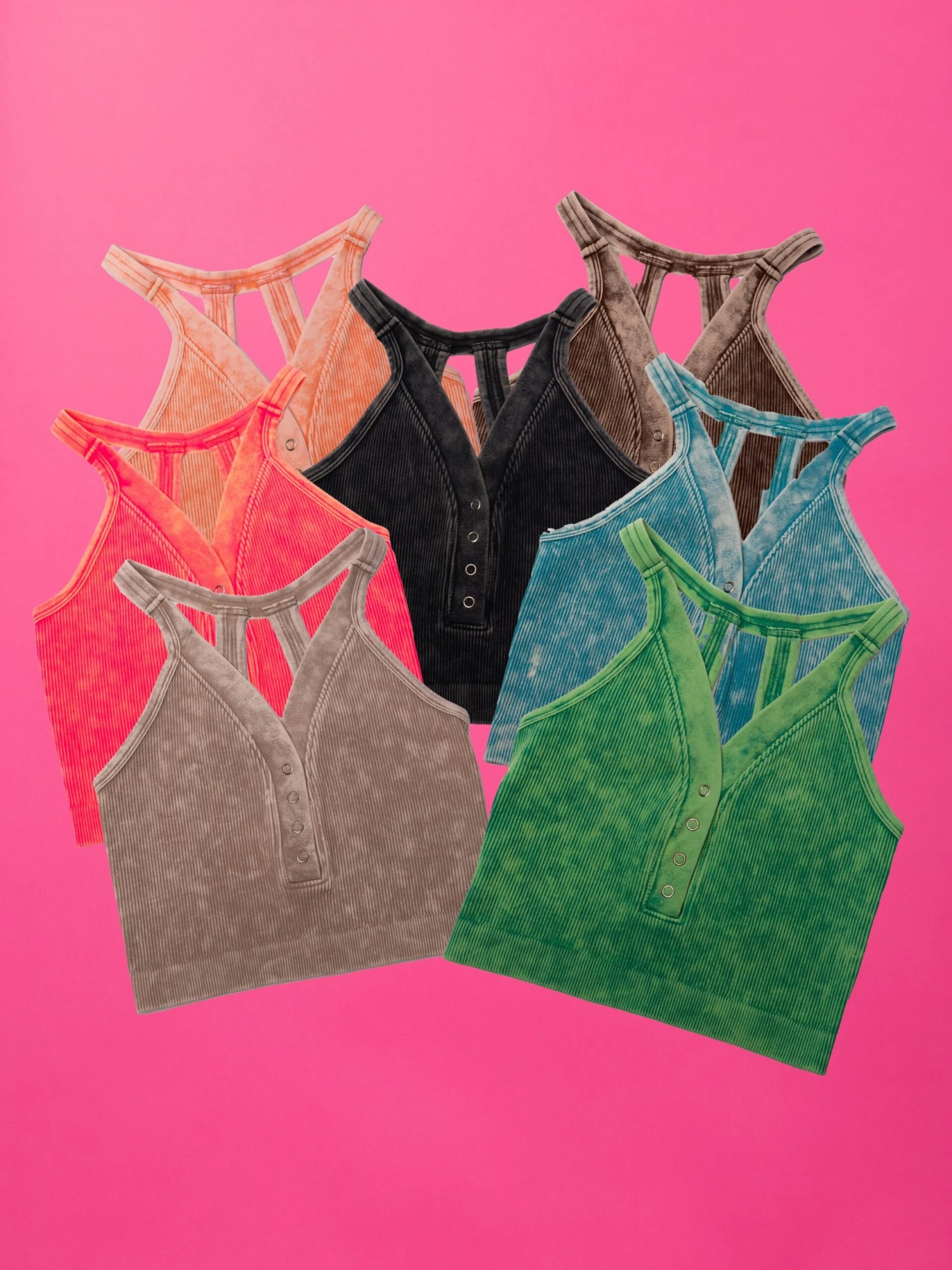 Zenana Washed Ribbed Snap Front Brami | S/M - L/XL 1 Zenana Washed Ribbed Snap Front Brami | S/M - L/XL