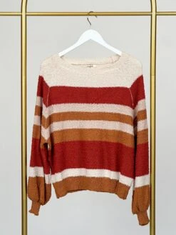 Popcorn Multicolor Striped Long Sleeve Sweater | S - 2XL