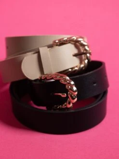 Twisted Textured Buckle Duo Belt Set*Final Sale*