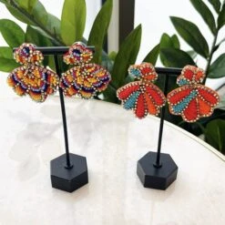Seed Bead Leaf Earring