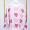 Two Tone Pink Hearts Round Neck Sweater | S/M - 2X/3X
