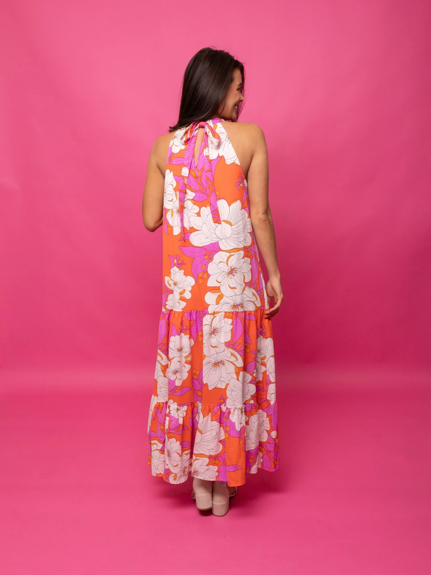 STACCATO Tiered Floral Print Mock Neck Sleeveless Maxi Dress | S - L 3 STACCATO Tiered Floral Print Mock Neck Sleeveless Maxi Dress | S - L - Image 3