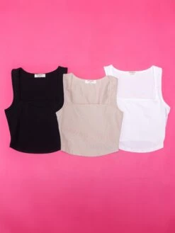 Zenana Cotton Square Neck Crop Tank | S - L