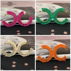 Fray Edge Bead Open Circle Earring