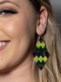 Mardi Gras Dangle Earrings