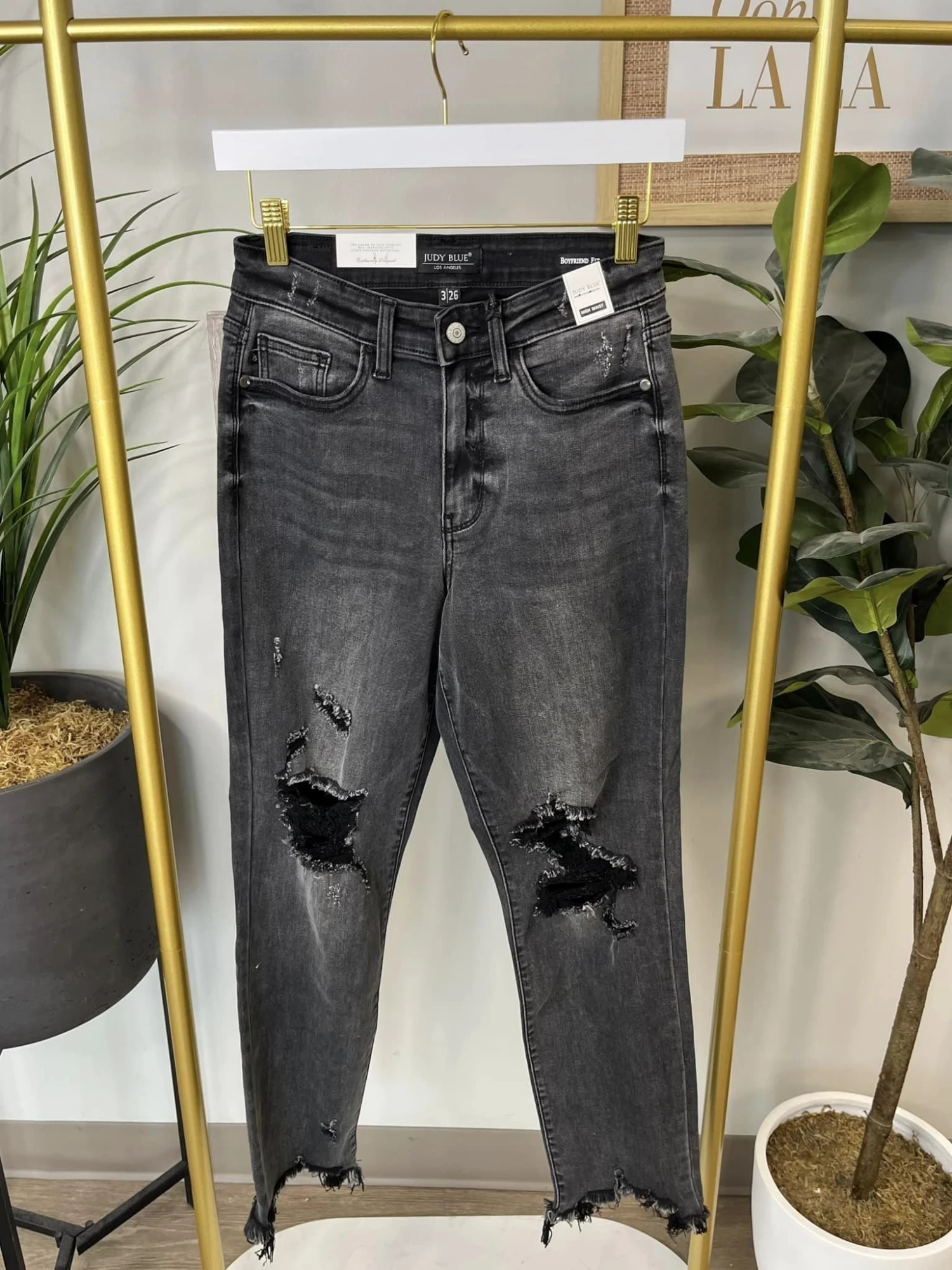 High Waist Destroy & Shark Bite Hem Boyfriend Jeans | 0 - 22 - 1 High Waist Destroy & Shark Bite Hem Boyfriend Jeans | 0 - 22 -
