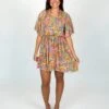 Boho Short Wide Sleeve Smocked Waist Flare Dress | S - XL