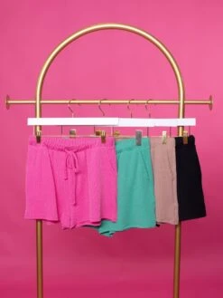 Raised Rib Drawstring Waist Shorts W/ Pockets | S - 3X