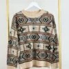 Tribal Print Waffle Knit Round Neck Sweater | S - 3X