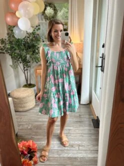 Floral Print Smocked Dress| S-3X