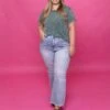 Risen High Rise Side Step Hem Crop Flare Jeans | 0-3X